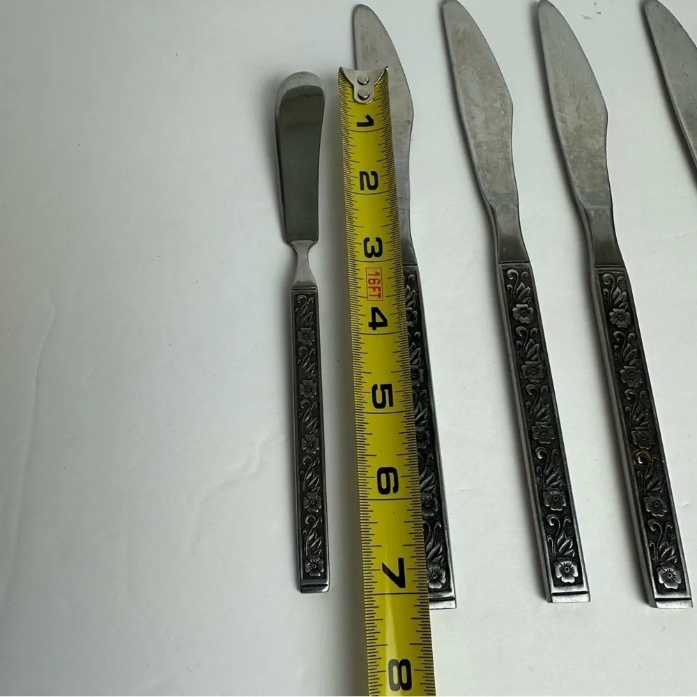 Vintage Gold Standard Night Blossom Table Knives (4) & Butter Knife (1) Japan
